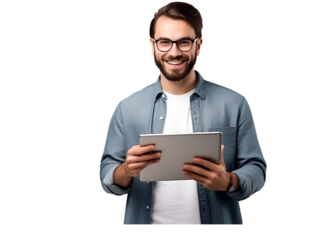 man holding a tablet ,PNG image.