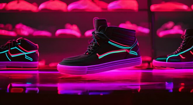 Sneakers with neon lights.