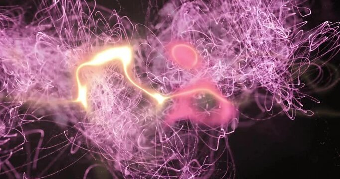 Animation of pink light flows moving on black background