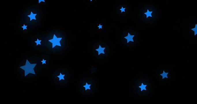 Animation of glowing blue stars over black background