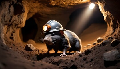A Mole With A Miners Helmet Exploring Underground Upscaled 3
