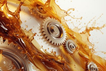 Essential car care: motor oil, engine maintenance, and precision bearings for optimal automotive performance and longevity - obrazy, fototapety, plakaty