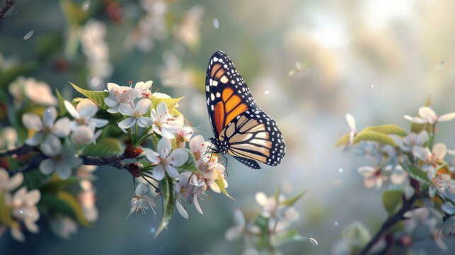 Butterfly Flower Images. Beautiful butterfly on flowers. Generative AI.