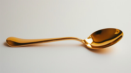 A uniquely designed golden spoon set against a pure white canvas for a striking contrast.