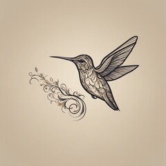 elegant art hummingbird fly logo