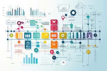 A visual representation of project management schedule plan diagram, illustrating the concept of business process optimization. Ideal for presentations and infographics. 