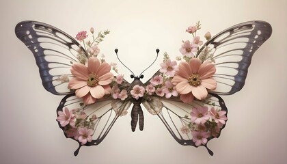 A Butterfly With Wings Adorned With Delicate Flowe Upscaled 6