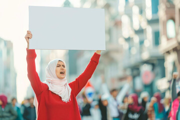 Arab woman in a protest mock up