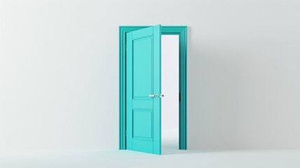 Creative blue door illustration of open