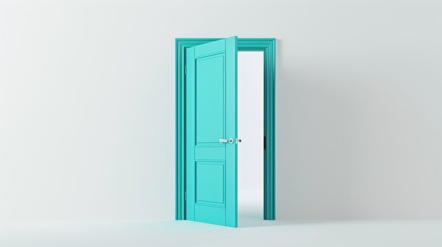 Creative blue door illustration of open