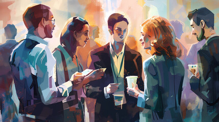 professionals networking over coffee - obrazy, fototapety, plakaty