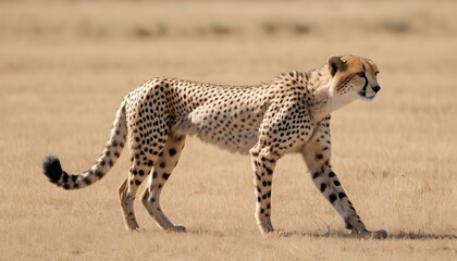 A Cheetah With Its Tail Held Low Indicating Submi Upscaled 3 1