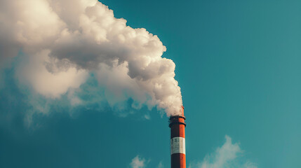 Smoke stack of thermal power station in Tusimice, Chomutov district, North Bohemia, Czech Republic Heavy smoke pollution from a factory, Generative Ai - obrazy, fototapety, plakaty