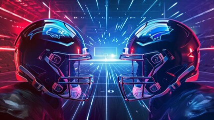 Hot Head to head American football helmets challenge match advertisement banner