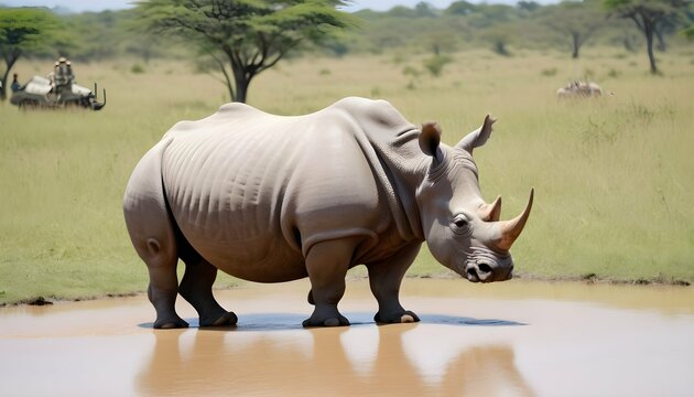 A Rhinoceros In A Safari Expedition Upscaled 14