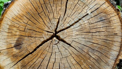 saw cut texture with annual rings and cracks old tree stump as background