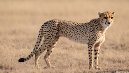 A Cheetah With Its Head Held Low Focused On The H Upscaled 2 - obrazy, fototapety, plakaty