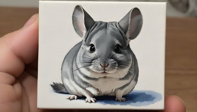 A Chinchilla Painting On A Tiny Canvas Upscaled 2