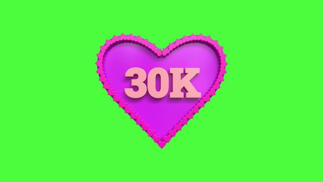 30K followers banner 3D design. thank you for 30K followers. 3D rendering. 4K motion Video Element