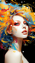 Naklejka premium Colorful Abstract Woman Portrait Illustration