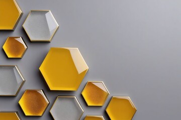 Contemporary Gray and Yellow Hexagon Tile Border: Modern Accent