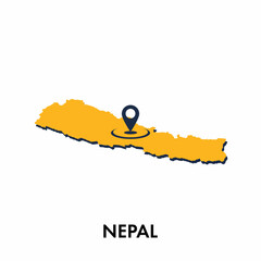 Nepal map with location PIN isolated on white background, Concept of explore, and travel vector illustration design