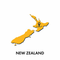 New Zealand map with location PIN isolated on white background, Concept of explore, and travel vector illustration design