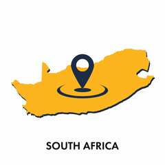 South Africa map with location PIN isolated on white background, Concept of explore, and travel vector illustration design