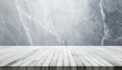 room empty of white marble flooring with for interior decoration used as studio background wall to display your products
