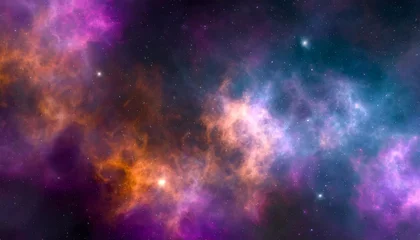 Foto op Aluminium nebula and stars in night sky web banner space background © Diann