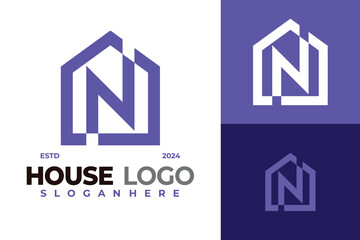 Letter N House Logo design vector symbol icon illustration