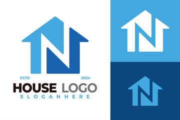 Letter N House Building Logo design vector symbol icon illustration