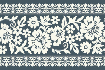 Floral seamless background. pattern geometric ethnic lace pattern design floral embroidery for  textile fabric printing wallpaper carpet. Embroidery neck