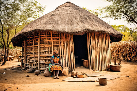 A beautiful traditional Ethiopian mud house with a thatched roof