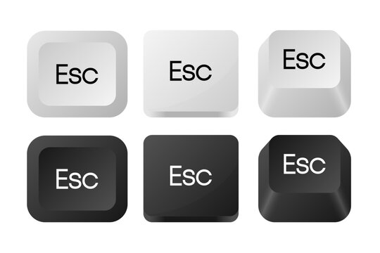 Esc keyboard button icon of different types. Computer button Isolated on white. Vector illustration.