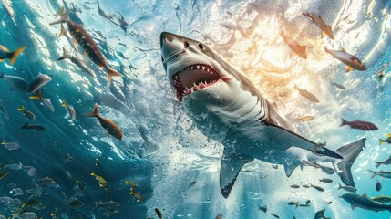 Shark Attack: Sharks are predators at the top of the food chain.