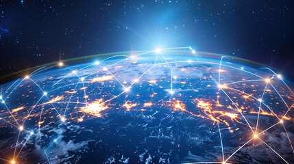 Naklejka na ściany i meble Illustration of Global Connectivity: Depicting the Interconnected World via Technology