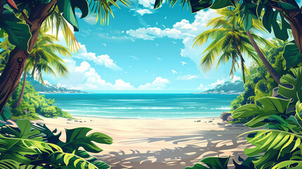 Tropical beach in summer vacation Background - obrazy, fototapety, plakaty