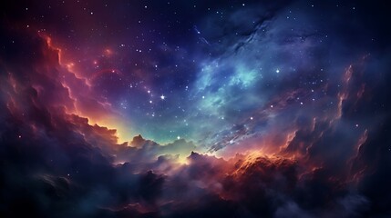 Fototapeta premium Vivid Cosmic Panorama: Mesmerizing Vista Unfolding