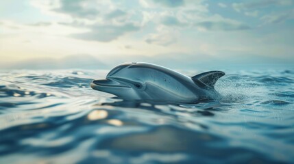 Dolphin: Marine mammal, intelligent, likes to play in water, originating all over the world. - obrazy, fototapety, plakaty