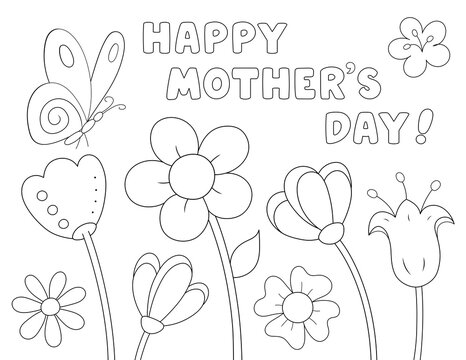 happy mothers day coloring page for adults. you can print it on standard 8.5x11 inch paper