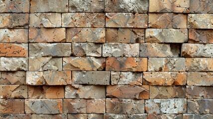 Elegant stone wall from small square and rectangle
 parts
