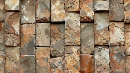 Elegant stone wall from small square and rectangle
 parts
