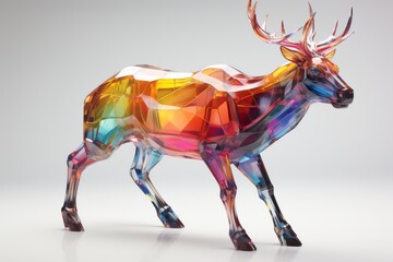 Colorful Glass Deer Sculpture