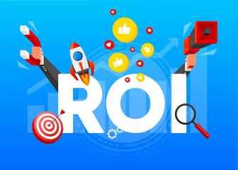 ROI concept. Return on Investment. Invest and finance, business growth, capitalism. Vector illustration.
