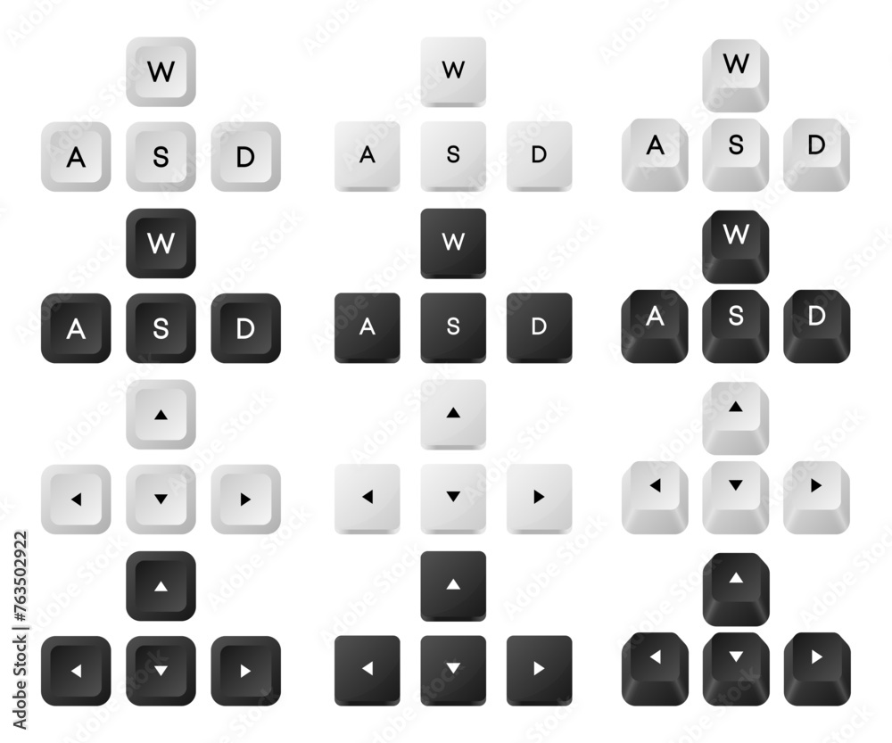 Poster computer key combinations. set of key combinations. command set icons. computer keyboard button set.