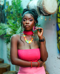 A portrait of a young pretty African lady