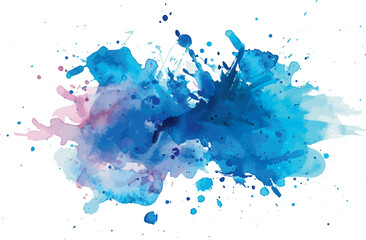 abstract watercolor stain blue on a transparent background