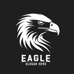 Black and white eagle head vector logo design. A striking symbol and sign.