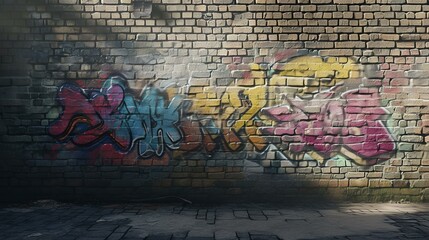 Graffiti on the wall. Urban scene. 3d rendering.